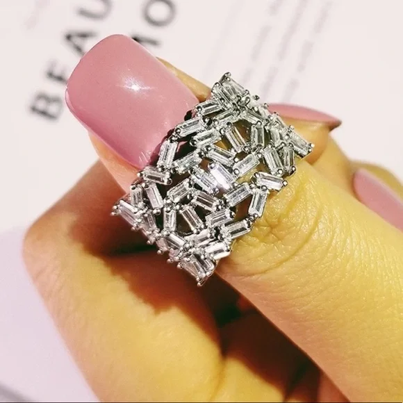 Sterling silver princess cut ring - Picture 6 of 6